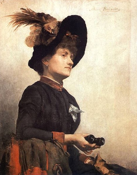 unknow artist Portrait of a lady with binoculars